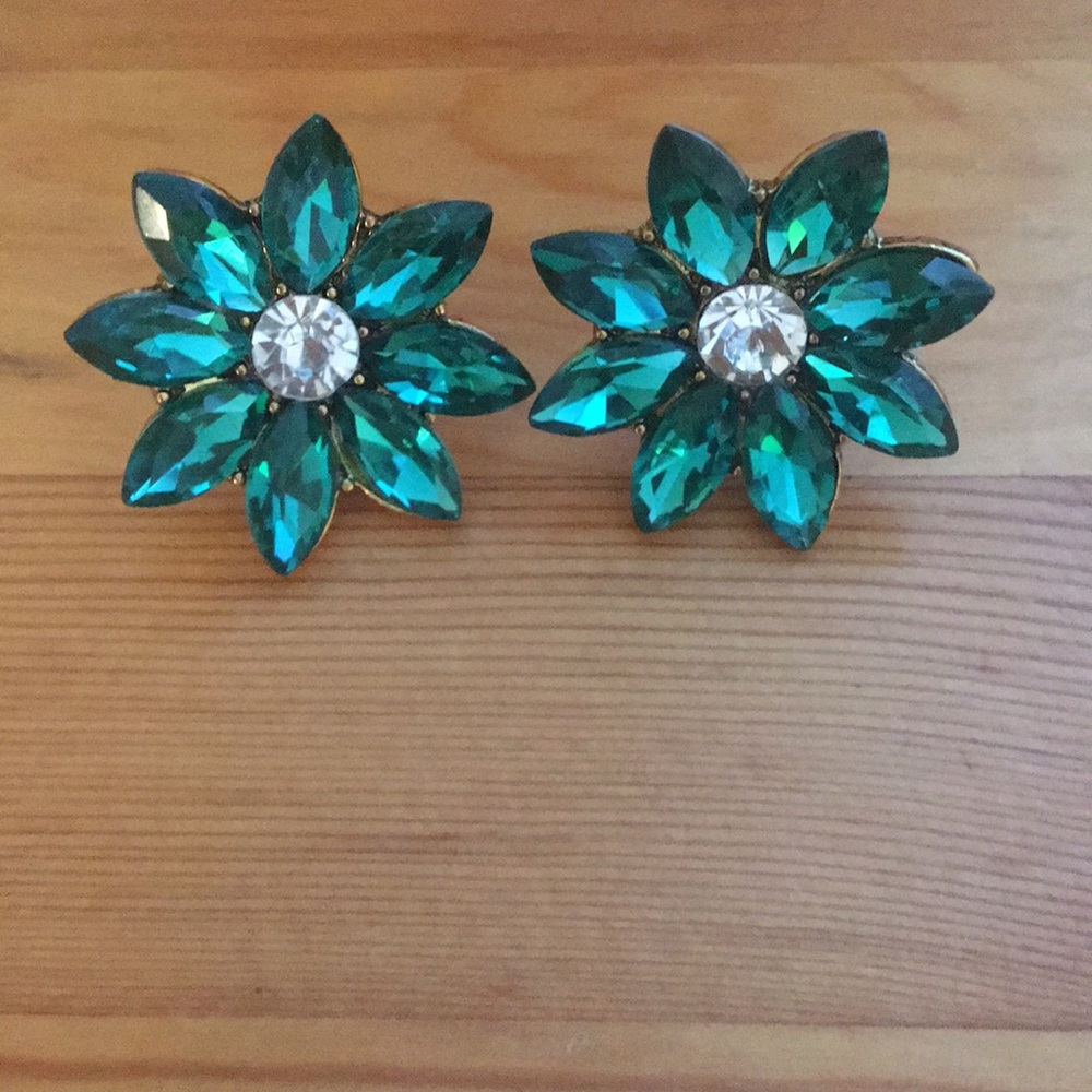 Crystal Rhinestone Flower Statement Earrings - image 6